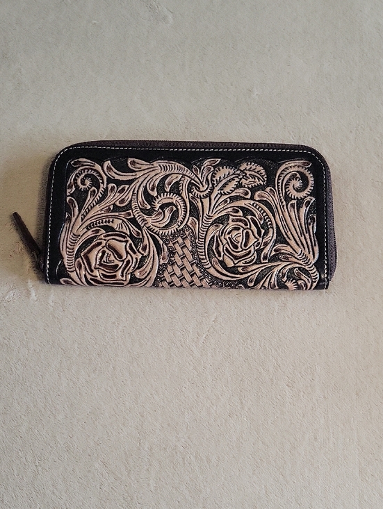 Myra Bag Handbags - Myra- Floral Zip Wallet - Brown & Tan